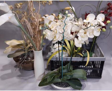 A collection of good quality faux house plants in various ceramic and glass pots of varying design 