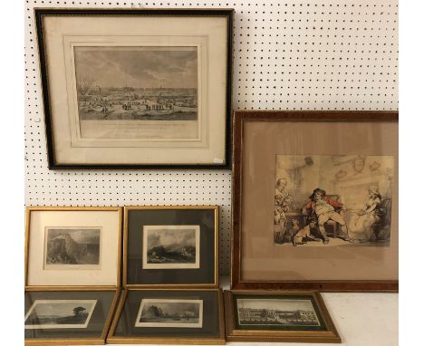 Seven Prints and Engravings: J. Stow - 'N.W. View of the Fair on the River Thames during the Great Frost 1683/4', hand-colour