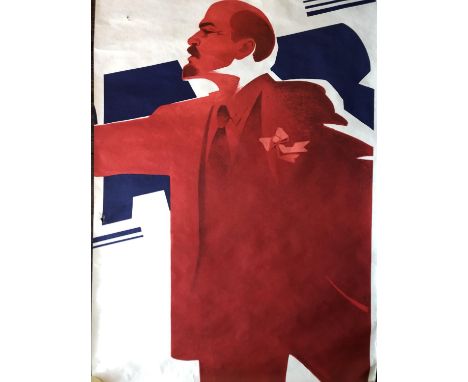 Vintage Soviet Union Poster of Lenin, 67 x 98 cm 