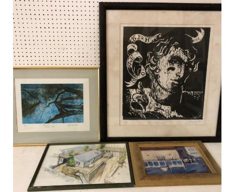Four Prints and Paintings: Jim Nicholson - 'Reflections (1) Flixton Lake', limited edition print, signed, titled and numbered