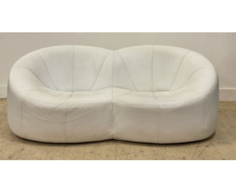 Pierre Paulin for Ligne Roset, a 'Pumpkin group' two seat sofa, upholstered in cream leather. H70cm, L172cm, D77cm.&nbsp;