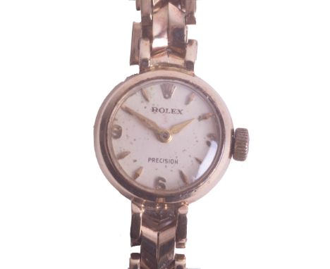 Rolex, a ladies 9ct gold manual wind bracelet watch, the dial marked 'Precision', circa 1963, 17 jewell movement (non origina