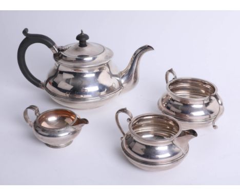 A Geo V four piece silver tea service, maker 'D &amp; H', Birmingham, circa 1932, 27.20oz.