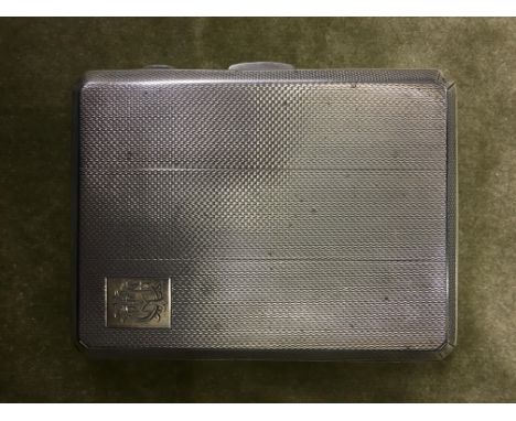 BIRMINGHAM SILVER RECTANGULAR CIGARETTE CASE WITH ENGINE TURNED DECORATION
