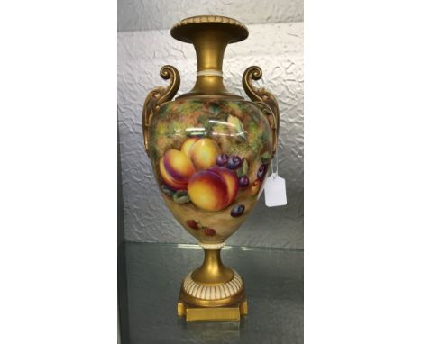 ROYAL WORCESTER PAINTED FRUIT OVOID VASE N0. 125 30.5CM H PAINTED BY H. AYRTON