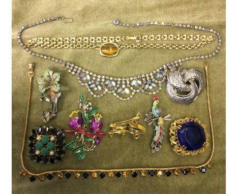 SELECTION  OF COSTUME JEWELLERY,MARCASITE AND ENAMEL 