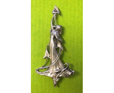 SILVER 925 ART NOUVEAU MAIDEN BROOCH FS