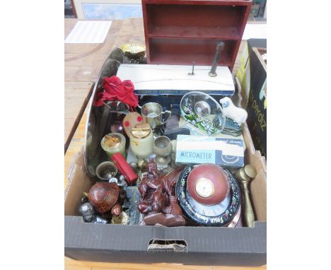SUNDRY LOT INCLUDING MODEL STEAM ENGINE, ONYX WARE CLOCKS AND TREEN ITEMS, ETC. 