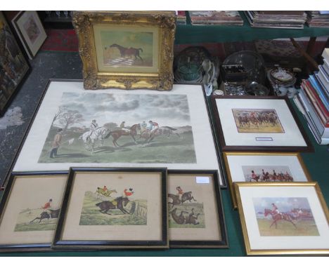 PARCEL OF VARIOUS HUNTING AND HORSE RACING PRINTS 