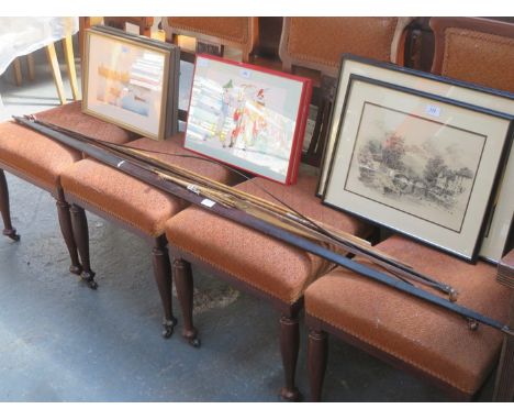 PAPA NEW GUINEA SELECTION OF HUNTING EQUIPMENT INCLUDING HUNTING SPEAR, TWO FISHING SPEARS AND BAMBOO BOWS, ETC. 