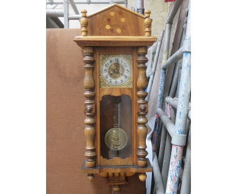 VIENNA WOODEN GLAZED CASED WALL CLOCK WITH GILT METAL AND SILVER DIAL