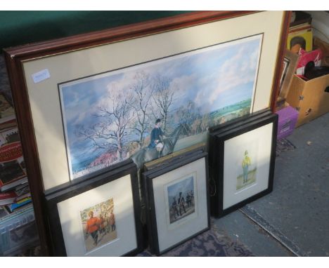 PARCEL OF FRAMED MILITARY PRINTS AND NEIL CAWTHORNE PENCIL SIGNED PRINT OF HRH PRINCE OF WALES