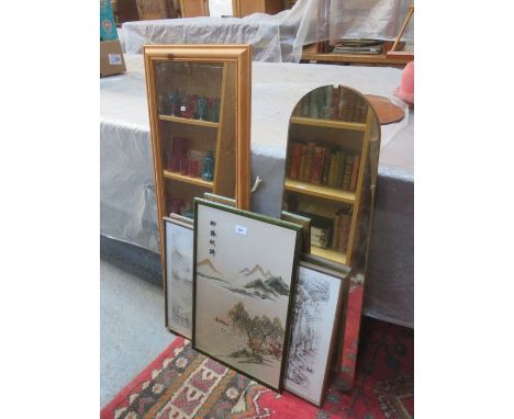 TWO WALL MIRRORS, FRAMED ORIENTAL SILK PICTURE AND FRAMED PRINT OF DUBROVNIK 