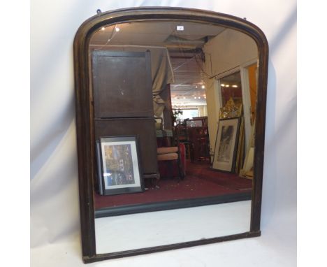 A large painted overmantel mirror with rounded top. 124x152cm 