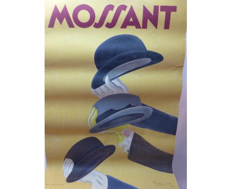 An original stone lithograph poster for Mossant The Hat Company by Leonaetto Cappiello (a/f), 158cm x 108cm