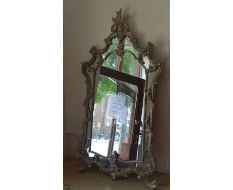 An 18th Century style silver gilt framed mirror with carved frame.123x64cm 