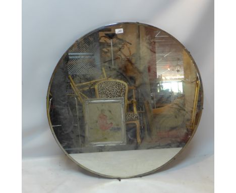 A mid 20th century circular mirror with bevelled plate, Diameter:86cm