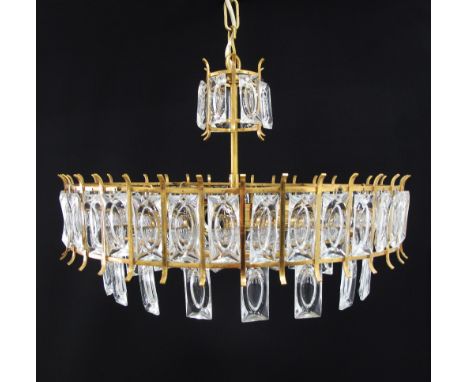 A modern three light crystal chandelier c1960s. W46cm.