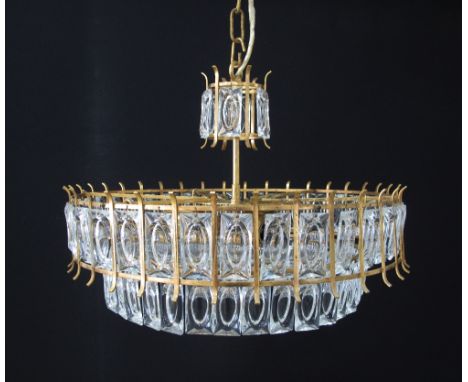 A modern three light crystal chandelier c1960s. W46cm.