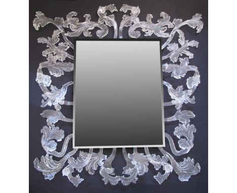 GLAS ITALIA The Sturm und Drang Mirror by Piero Lissoni. A modern Baroque style rectangular beveled edge frameless mirror wit