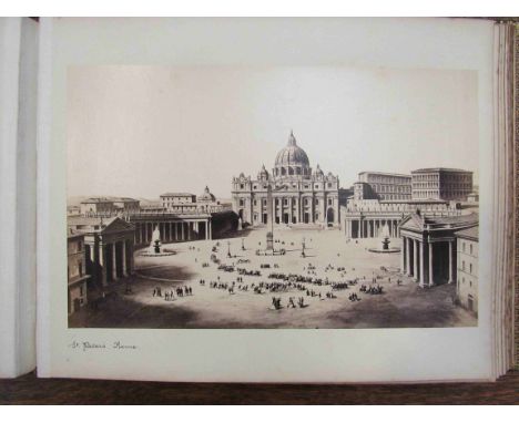 A late 19th Century photograph album, containing 37 mounted topographical and architectural albumen views of Italy, including
