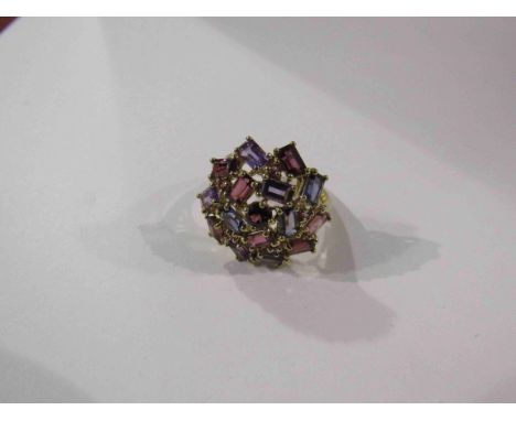 A 9ct multi-gem cluster ring. Size S
