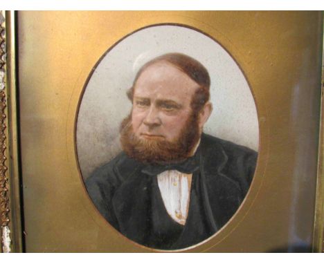 A 19th Century oil portrait of bearded gentleman, oval mount, gilt frame a/f, 26cm x 19cm