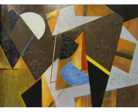 SPATE HUNTERMANN (ROBERT HUNT 1934-2014) A framed mixed media on board titled "Bewa". Signed bottom middle. 59cm x 74cm.  For