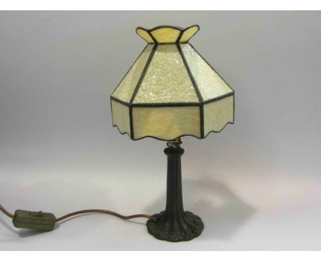 A lead glass style table lamp with acanthus decorated base