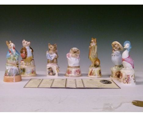 Royal Worcester - Seven limited edition 'Beatrix Potter' candle snuffers, comprising 'Tom Kitten', 'Mrs Tiggywinkle', 'Mr Tod