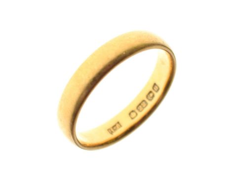 22ct gold wedding band, Birmingham 1919, size K approx, 3.7g approx