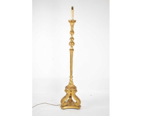 Early 20th Century giltwood standard lamp, 142cm high (ex. fittings)