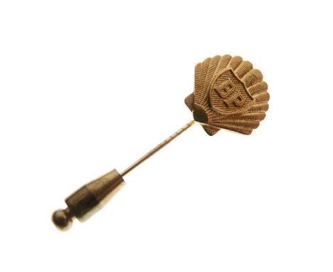 BP British Petroleum yellow metal stick pin badge, stamped '9ct' to verso, 3g approx