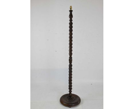 Early 20th Century oak standard lamp with barkley-twist stem, 149cm high (ex. fittings)