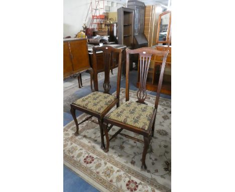 A Pair of Edwardian Tapestry Seated Side Chairs 