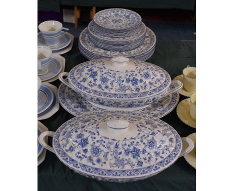 A Collection of Minton Shalimar Dinnerwares to Include Six Dinner Plates, Six Side Plates and Six Smaller Plates, Two Lidded 