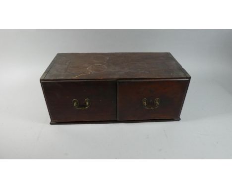A Vintage Two Drawer Card Filing Box, 46cm Wide 