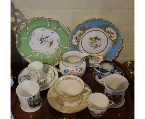 A Tray Containing Various Cabinet Cups and Saucers to Include Coalport Trio, Ironbridge Mug, Cabinet Plates etc 