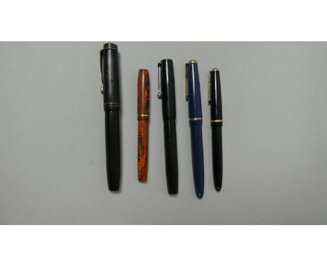 A Collection of Five Vintage Pens with 14K Gold Nibs 