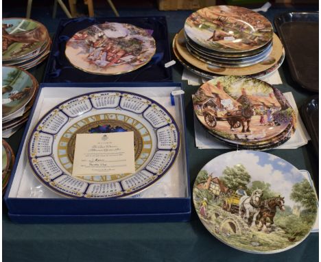A Collection of Decorated Plates to Include Wedgwood Life on the Farm, Royal Worcester Millennium Calendar, Royal Doulton Fir