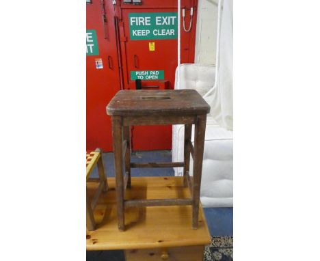 A Vintage Rectangular Topped Stool, 38cm Wide 