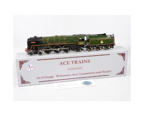 ACE Trains O gauge electric locomotive with tender, BR 4-6-2, B1 type, Britannia Class 'Britainnia', 7000, green, pre 56 logo