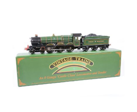 ACE Trains O gauge electric locomotive and tender, GWR 4-6-0 Castle Class 'Ludlow Castle', 5002 square, green, boxed.