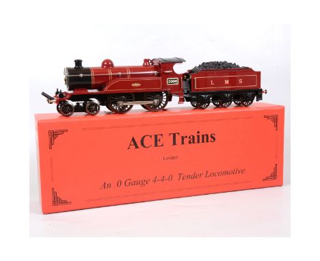 ACE Trains O gauge model railway locomotive and tender, LMS 4-4-0, E3 '2006 Celebration Class', maroon, boxed with booklet.