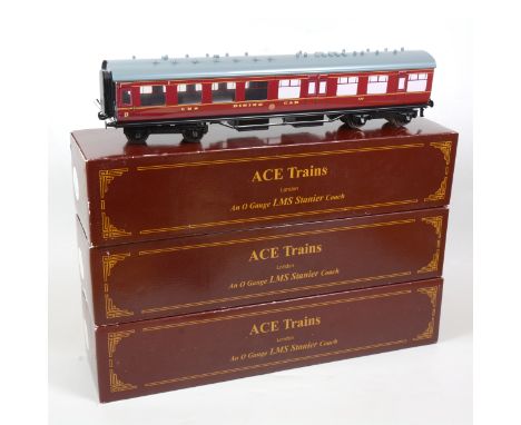 Three ACE Trains passenger coaches, including C/18-D dining car; C/18-K kitchen car; C/18-01 open 1st, all boxed.