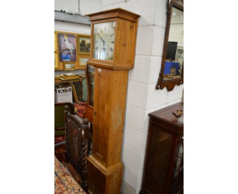 A pine cased longcase clock with 30 hour movement and painted square dial.