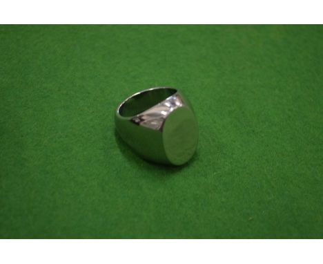 A stainless steel signet ring, size O/P.