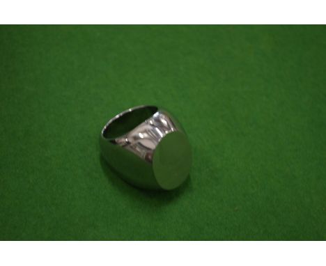 An unusual large stainless steel signet ring size U+.