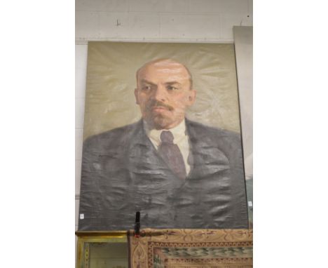Russian school, portrait of Lenin, oil on canvas, stretchered but unframed 143cm x 108cm.