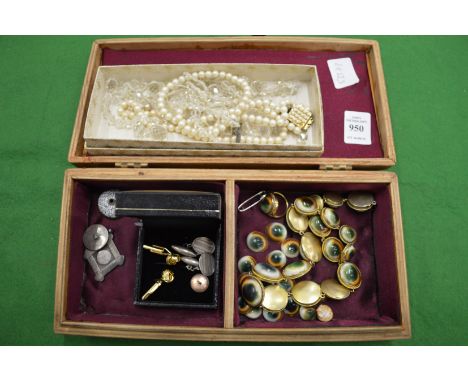 Decorative necklace set with unusual stones together with a matching ring and loose stones, pair of silver cufflinks, pearl n